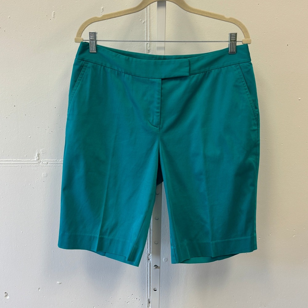 Jones New York Signature Teal Bermuda Shorts Stretch Cotton Size 8 Contemporary